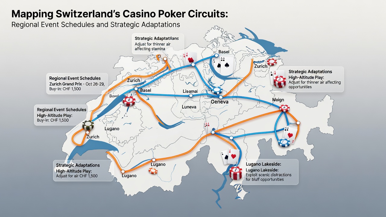 Players competing at a poker table inside a Swiss casino during a regional tournament